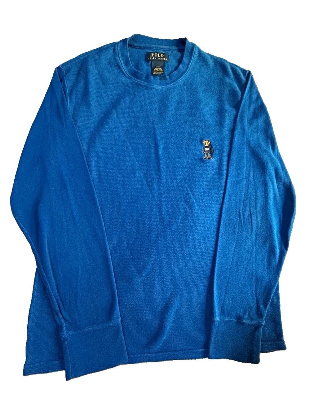 Polo Ralph Lauren Men's Blue Crew Neck Long Sleeve Polo Bear Knit Sweater L